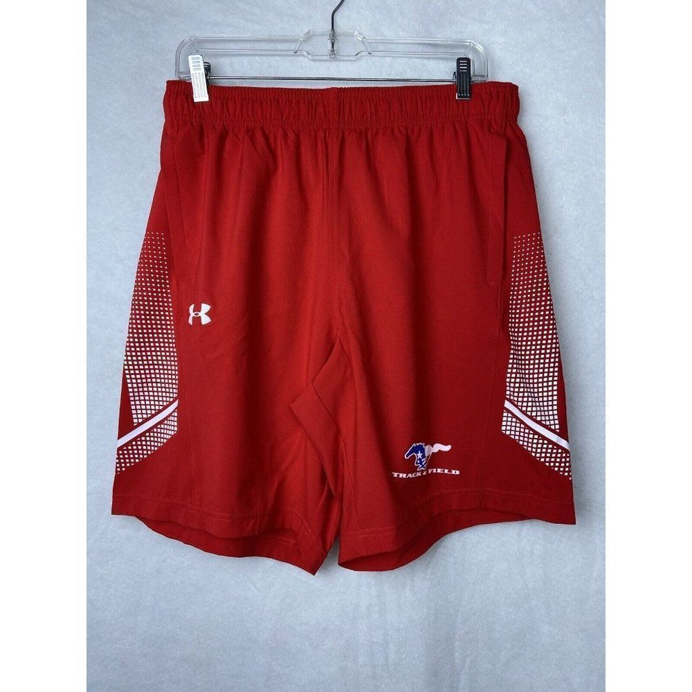 Under Armour Men's Size large Track and Filed Red with pockets shorts - Picture 1 of 10